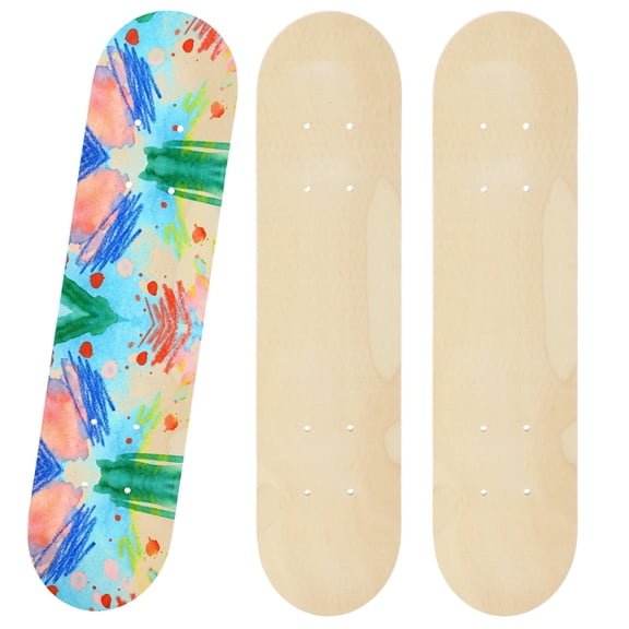 3 Pcs Blank Skateboard Decks, Unfinished Wood Art Boards for DIY Custom Graffiti, 23.6 x 5.9 in Skateboard Deck Set with Pre-Drilled Holes for Art Painting Home Decoration