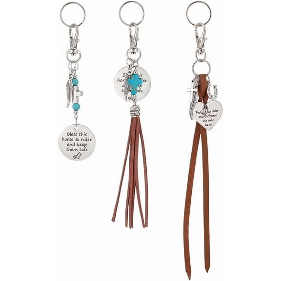 3 Pcs Bless This Horse & Rider And Keep Them Safe-Saddle Charm 3 Style Horse Saddle and Bridle Charm Clip Saddle Riding Charms for Horse Lovers Gifts for diy