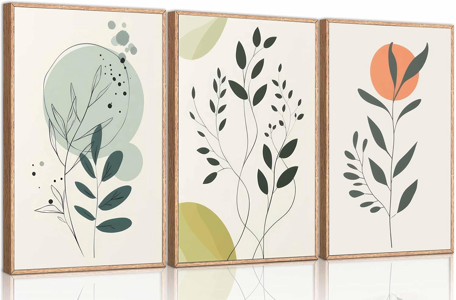 3 Pcs Boho Abstract Botanical Canvas Wall Art Neutral Modern Minimalist ...