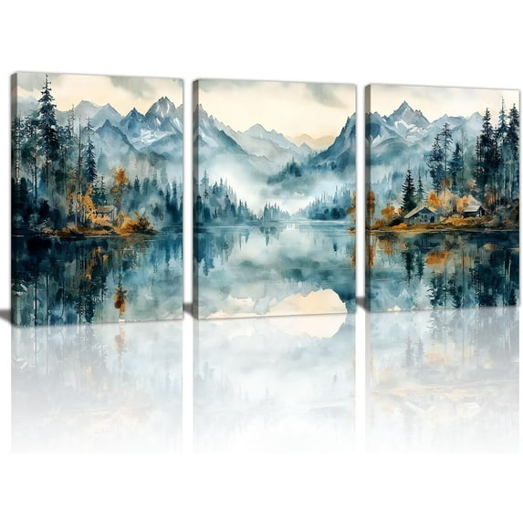 3 Pcs Boho Canvas Wall Art Mid Century Orange Wall Decor Nature Plants Desert Sun Art Wall Paintings Bohemian Posters Pictures Artwork for Living Room Bedroom Office 16x24 x3 Pcs