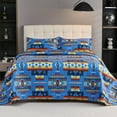 thumbnail image 1 of 3 Pcs Boho Colorful Polyester Quilt Set, Geometry Printed Bedspread Coverlet Set with 2 Pillowcases,Soft Bohemian Bedding Set, 1 of 8