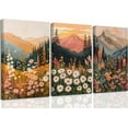 thumbnail image 1 of 3 Pcs Boho Daisy Mountain Canvas Wall Art Abstract Flower Wildflower Sunset Paintings Pictures Wall Decor Colorful Floral Botanical Landscape Poster Print Artwork for Living Room Bedroom Und, 1 of 7