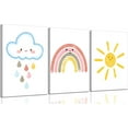 thumbnail image 1 of 3 Pcs Boho Nursery Canvas Wall Art Sun Rainbow Children Room Painting Picture Wall Decor Child color Cloud Poster Print Artwork for Boys Girls Bedroom Children Home Decoration, 1 of 5