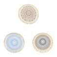 thumbnail image 1 of 3 Pcs Boho Round Placemats 13 Inch Woven Cotton Linen Table Mats with Macrame Fringe, Bohemian Dining Table Decor Heat Resistant and Washable for Kitchen Party Farmhouse, Table Place Mats, 1 of 7