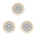 thumbnail image 1 of 3 Pcs Boho Round Placemats 13 Inch Woven Cotton Linen Table Mats with Macrame Fringe, Bohemian Dining Table Decor Heat Resistant and Washable for Kitchen Party Farmhouse, Table Place Mats, 1 of 7