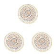 thumbnail image 1 of 3 Pcs Boho Round Placemats 13 Inch Woven Cotton Linen Table Mats with Macrame Fringe, Bohemian Dining Table Decor Heat Resistant and Washable for Kitchen Party Farmhouse, Table Place Mats, 1 of 7