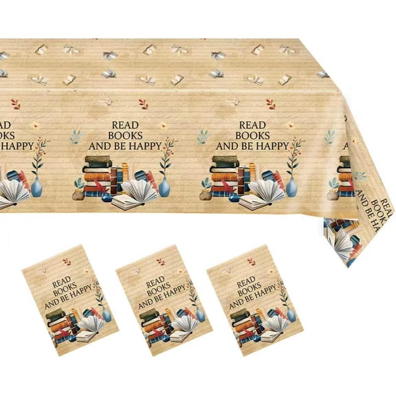 3 Pcs Book Themed Party Decorations Tablecloth,Disposable Book Club Birthday Party Supplies Tablecover,Washable Morden Style Table Cover for Dinner, Party, Picnic, Home Decor (107.8 * 53.9in)