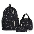 thumbnail image 1 of 3 Pcs Bow Backpack Set Coquette Cute Aesthetic Bow Backpack Cute Kawaii Nylon Backpack Set Large Capacity with Bow Print Black 11.8 In, 1 of 4