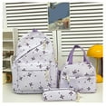 thumbnail image 1 of 3 Pcs Bow Backpacks for Women Kawaii Coquette Nylon Backpack Cute College Laptop Rucksack Fashion Travel Daypack with Bow Print Purple 11.8 In, 1 of 4