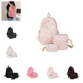 thumbnail image 1 of 3 Pcs Bow Print Backpack Set, Large Capacity Cute Versatile Rucksack with Matching Shoulder Bag and Mini Handbag for Teen Girls Women Daily School Travel, 1 of 7