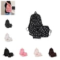 thumbnail image 1 of 3 Pcs Bow Print Backpack Set, Large Capacity Cute Versatile Rucksack with Matching Shoulder Bag and Mini Handbag for Teen Girls Women Daily School Travel, 1 of 3