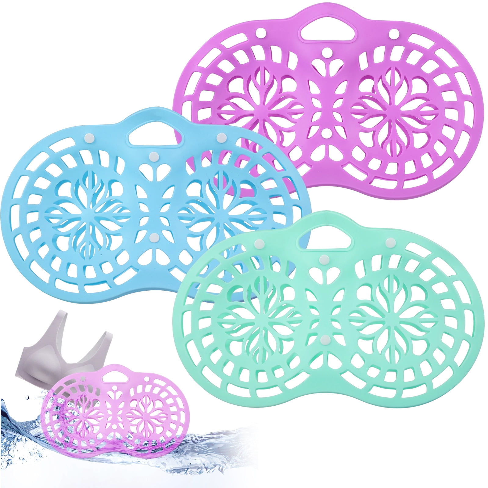 3 Pcs Bra Washing Bags for Laundry, Silicone Lingerie Bags, Anti-Deformation Bra Protectors, Safe Wash Bags for Delicates, Protect Bras and Underwear in Washer & Dryer