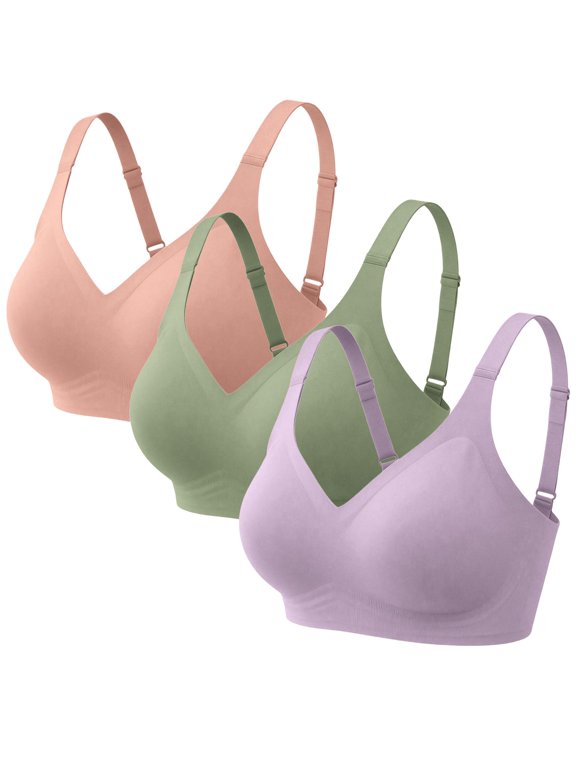 3 Pcs Bras for Women No Underwire Supportive Sports Bra Sports Bras Womens Wireless Bras Gym Bra Soft Bras Fitness Sports Bra Running Bra T-shirt Bras for Ladies Sleep Bralett