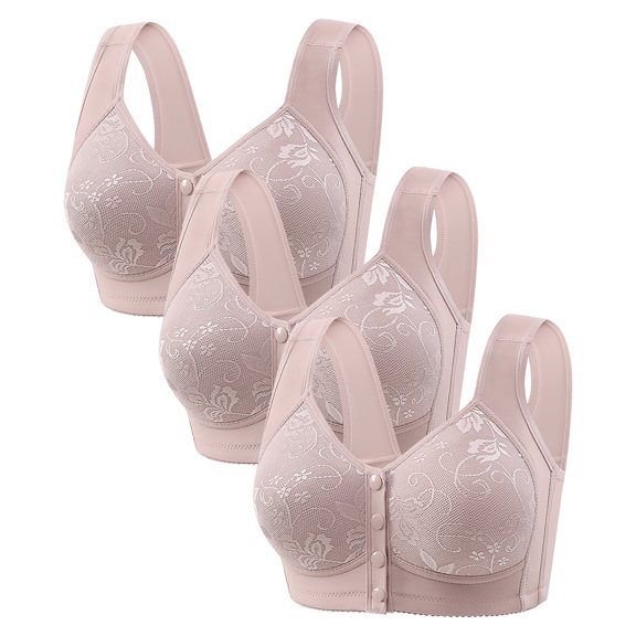 3 Pcs Bras for Women - Womens Full Coverage Bras Wireless Everyday Bras Comfortable Wirefree Padded Bras Front Closure Bralettes