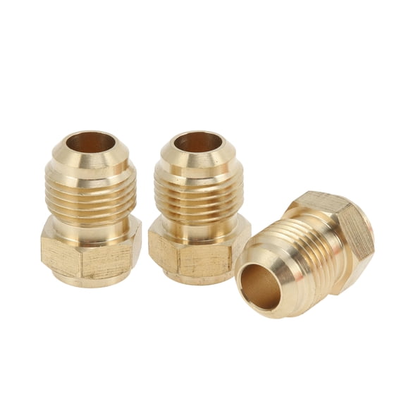 3 Pcs Brass Pipe Fittings for Air Conditionin 3/8"SAE Male Threaded Connector Brass Pipe Extension Joint Connectors