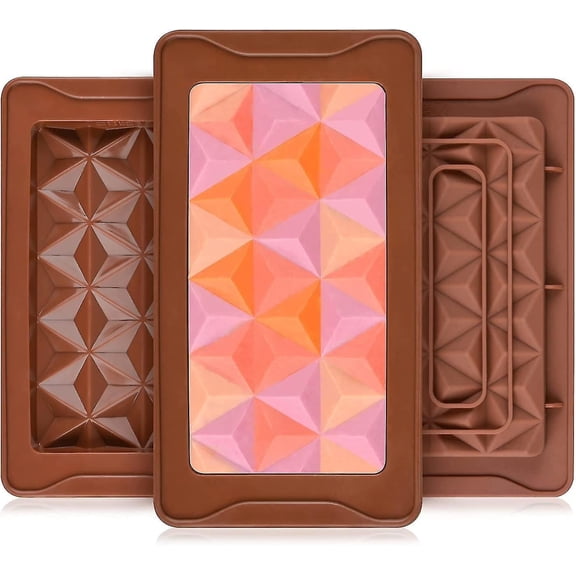 3 Pcs Break Apart Chocolate Molds Silicone Deep Candy Bar Molds Silicone Shapes, Silicone Molds For Wax Melts Large( Pyramid Set )