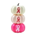 thumbnail image 1 of 3 Pcs Breast Cancer Awareness Decorations Artificial Pumpkins Bulk Faux Foam Pumpkins with Pink Ribbon Pattern for Fall Halloween Table Decor, 1 of 5