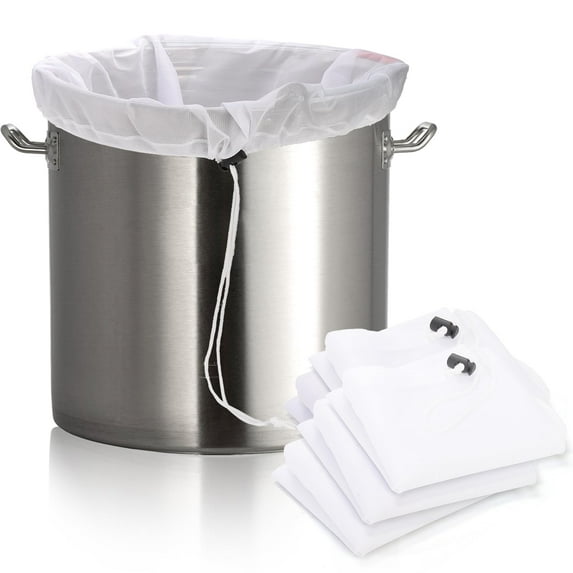 3 Pcs Brew Bags, 18 x 16" Fine Mesh Strainer Bags Reusable Filter Bags Cold Brewing Steeping Bags Fine Mesh Straining Bags for Home Brewing Wine Making Beer Cider Hops Grains Fruit Supplies
