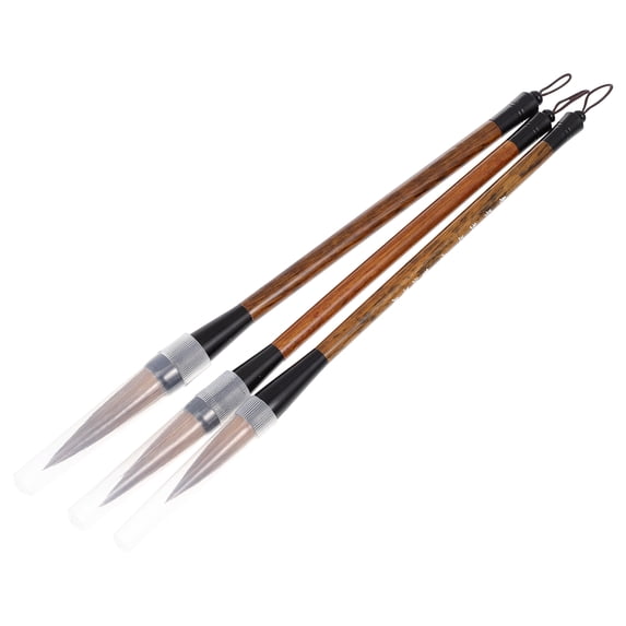 3pcs Vintage Chinese & Japanese Writing Brushes Set, Traditional Wolf ...