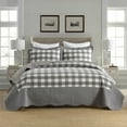 thumbnail image 1 of 3 Pcs Buffalo Plaid Check Quilted Bedspread Set In Grey And White Checkered Pattern, 1 of 12