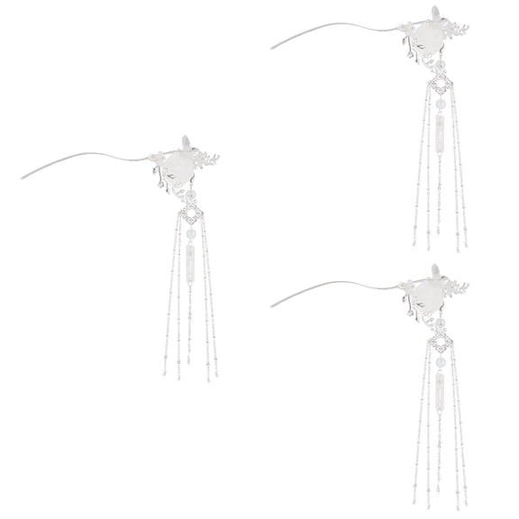 WRISTBIQUE Decorative Hairpin Silver Alloy for Ceremonies 3Set 7.1x2.2in