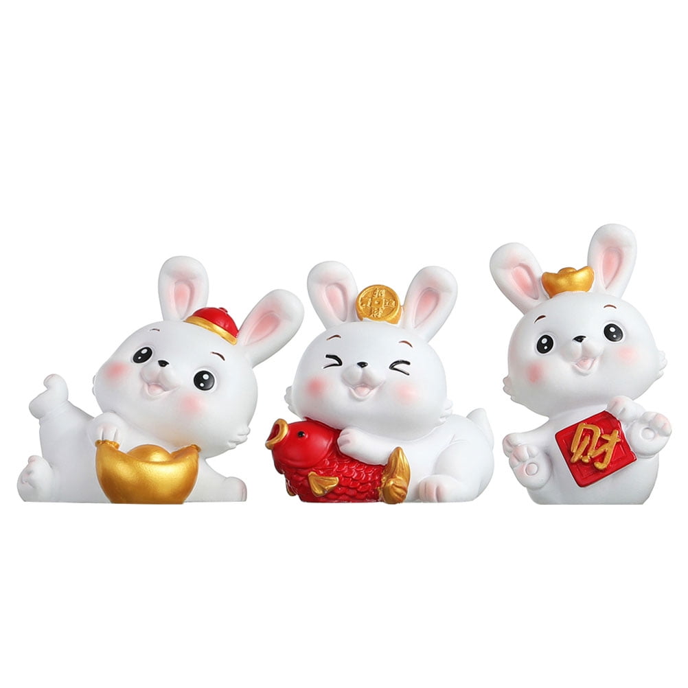 3 Pcs Bunny Ornament Office Decor Sculptures and Figurines Desk Topper ...