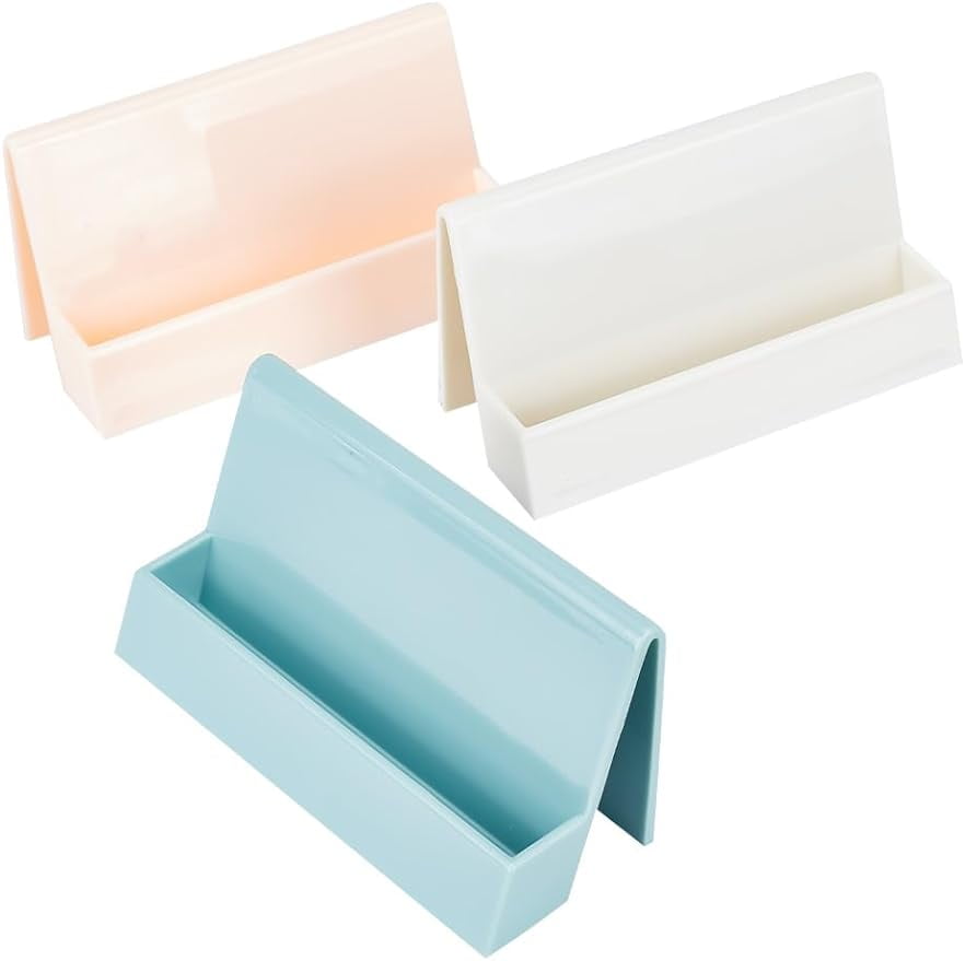 3 Pcs Business Card Holder 3 Colors Plastic Name Card Display Holder