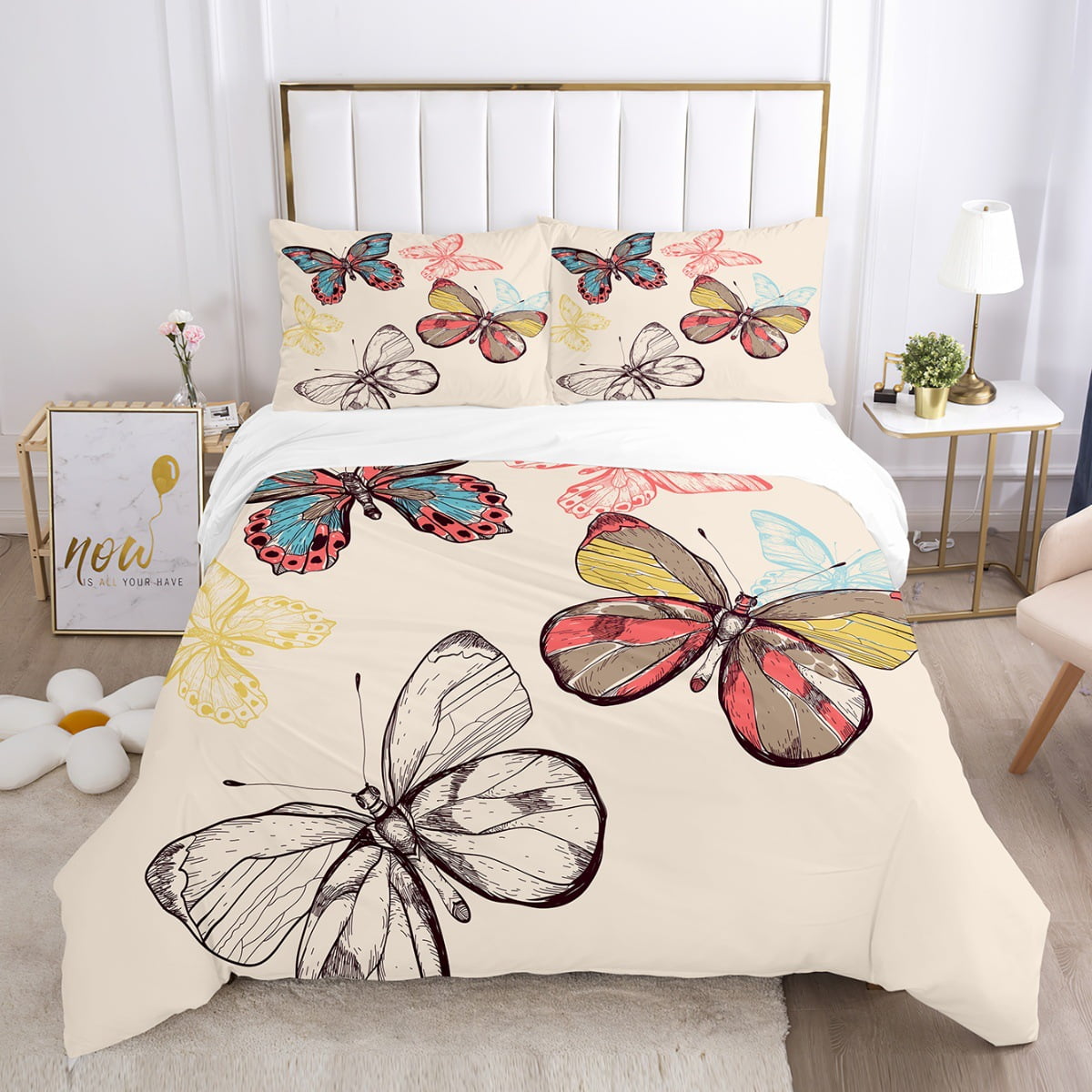 3 Pcs Butterfly Bedding Sets Butterflies Twin Duvet Cover Set Ultra