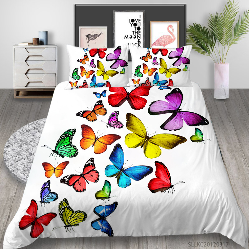 3 Pcs Butterfly Bedding Sets Butterflies Twin Duvet Cover Set Ultra