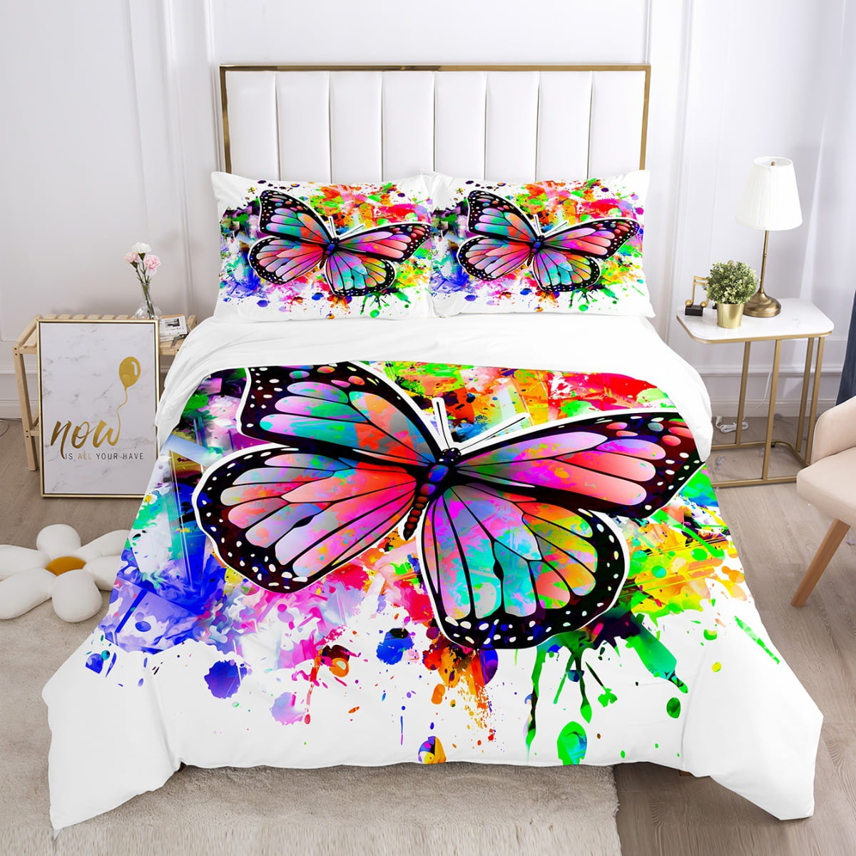 3 Pcs Butterfly Bedding Sets Butterflies Twin Duvet Cover Set Ultra ...