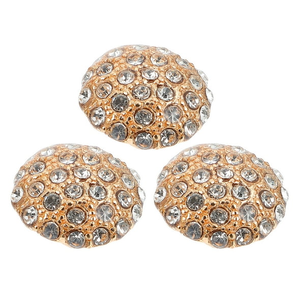3 Pcs Retro Buttons Metal with Diamonds Clothing Embellishment