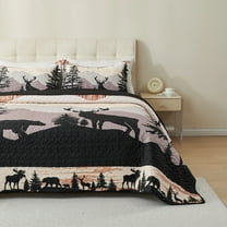 3 Pcs Cabin Lodge Rustic Country Quilt Bedspread Set Bear WX203