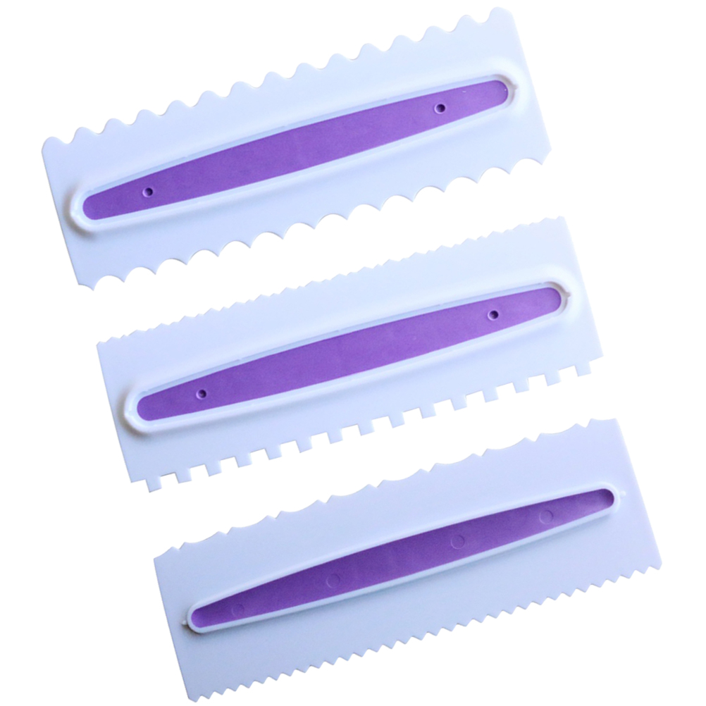 4-Piece Plastic Cake Scraper Set - Icing Smoother, Comb, Decorating Tools For Buttercream-975669
