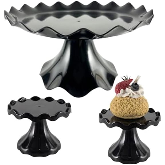 3 Pcs Cake Stand Set, Laced Cake Stand, Mini Cupdake Holder for Party,Wedding,Birthday,Celebration,Baby Shower,Anniversary (Black)