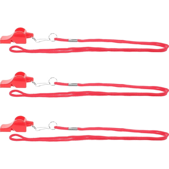 USHOBE 3Pcs Loud Red Emergency Whistles for Outdoor Safety and Referee Training