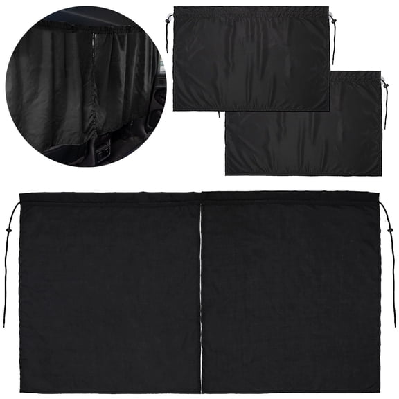 3 Pcs Car Privacy Set, Black Car Divider Curtain 55.1 x 27.6 in, 2 Pcs Car Window Shades, Polyester Fabric, Substantial Privacy, Fits Many Vehicle Models