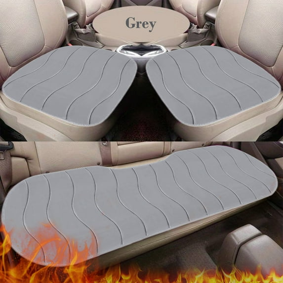 3 Pcs Car Seat Covers Full Set Winter Plush Cushions, Warm Soft Automotive Seat Protectors with Anti-Slip Rubber Backing, Easy Install Washable for Car SUV Truck Van