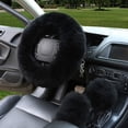 thumbnail image 1 of 3 Pcs Car Steering Wheel Cover & Handbrake Cover & Gear Shift Cover Set Faux Wool Warm Winter, 1 of 8