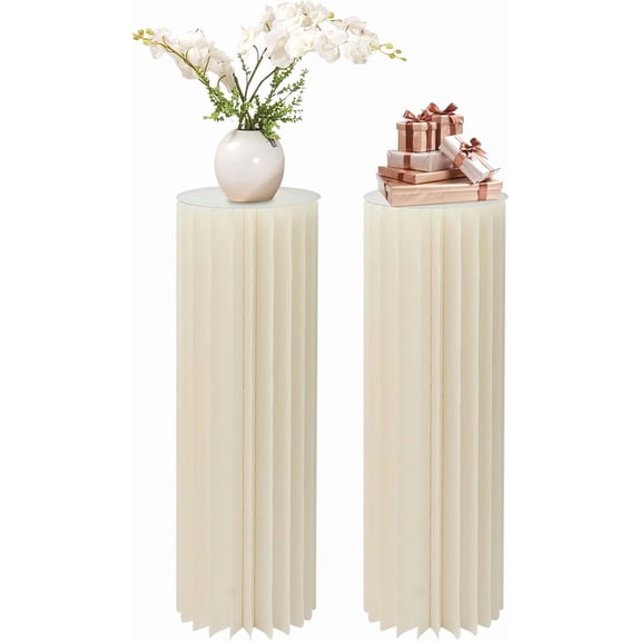 3 Pcs Cardboard Centerpiece Display Stand Foldable Cardboard Vases Cylinder Flower Stand Columns Display for Wedding Party Garden Decoration