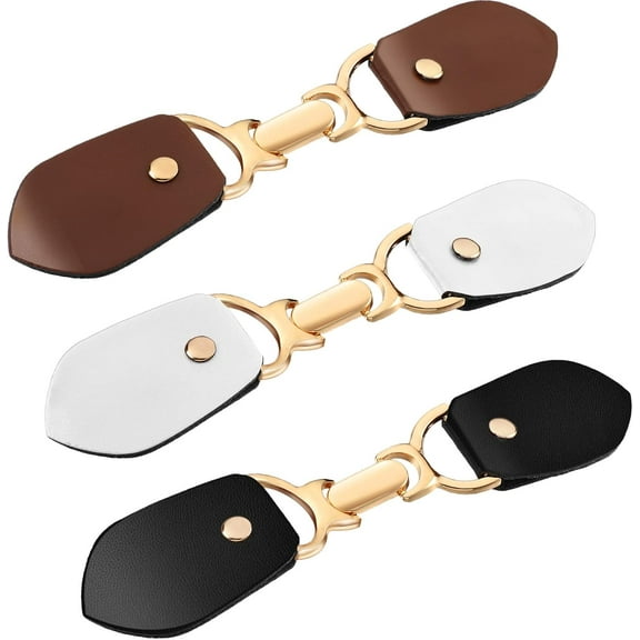 3 Pcs Cardigan Clip Holder Buckle Clasp Pin PU Leather Sweater Dress Closure Clips for Poncho Cape Wrap Shawl Accessories
