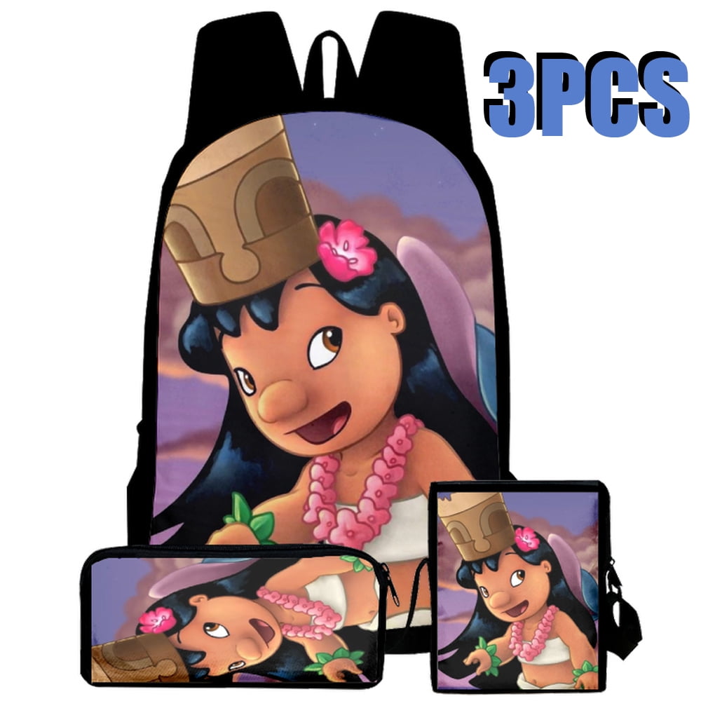 3Pcs/Set Disney Lilo Stitch Teenager Student with Lunch Bag Travel Mochilas  Backpack Colorful Bag Boys Girls School bags 