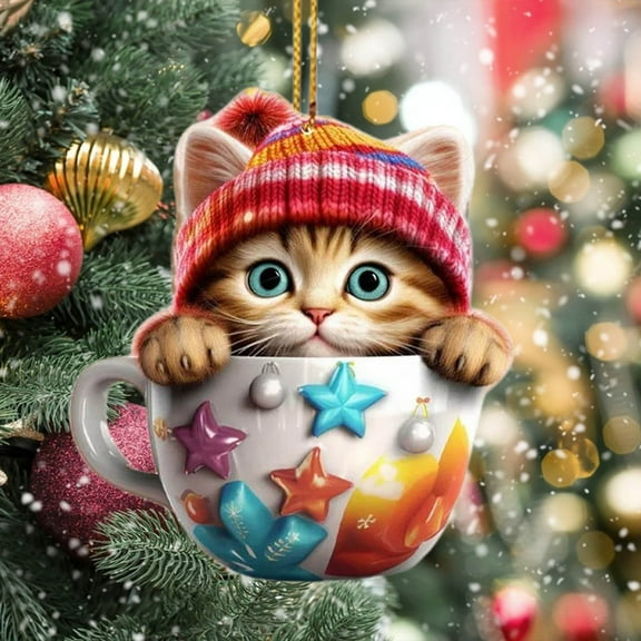 3 Pcs Cat Christmas Ornament under $5! Xqxayjr Cat Christmas Tree Ornament 2024, Acrylic Flat Feline Pendant, Holiday Party Decor for Car Home, Cute Kitty Themed Gift, Christmas Decoration for