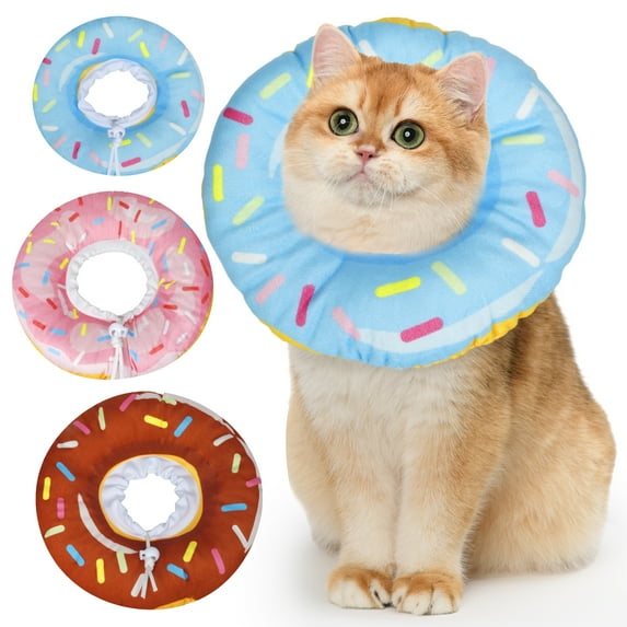 3 Pcs Cat Cone Collar Soft, Adjustable Cat Recovery Collar Cute Cat Cones to Stop Licking, Elizabethan e Collar After Surgery Cat Cones Alternative, for Cats Kittens Puppies