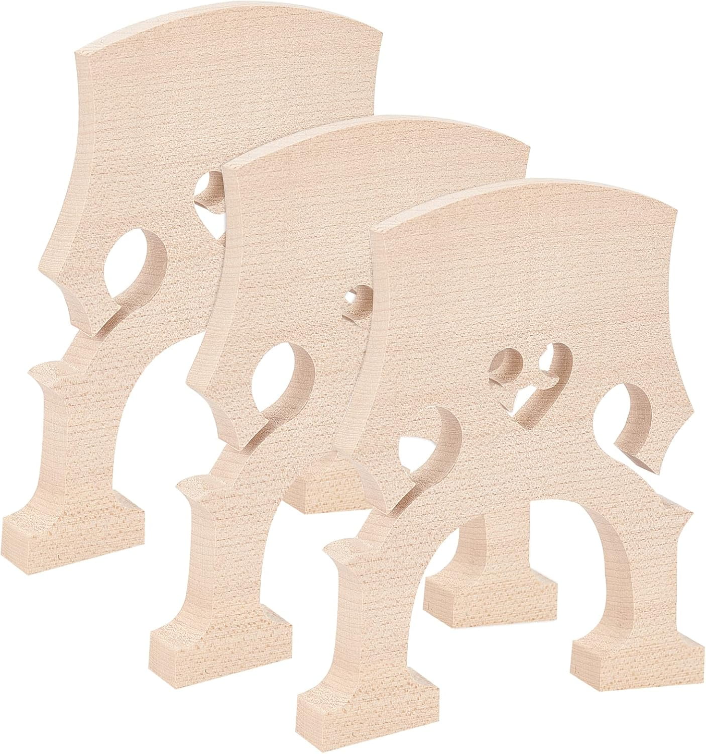 3 Pcs Cello Bridge Maple Wood 3/4 4/4 Cello Bridge Maple Wood Self Adjusting Fitted Bridge Wood Color Cello Bridge Compatible with Cello Musical Instrument Replacement Accessory for DIY