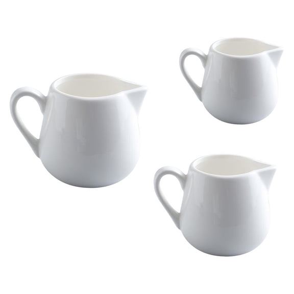 NIAIZEK 3Pcs White Ceramic Milk Jugs Simple Craftsmanship Home Hotel Use