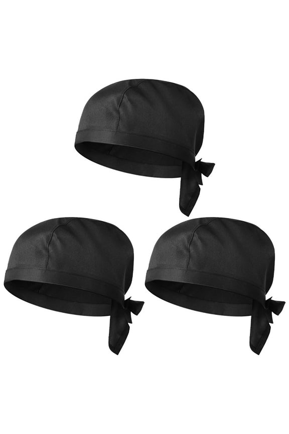 3 Pcs Chef Hat Caps for Men Ribbon BBQ Cooking Elastic Baker Bonnet Catering Skull Man and Women