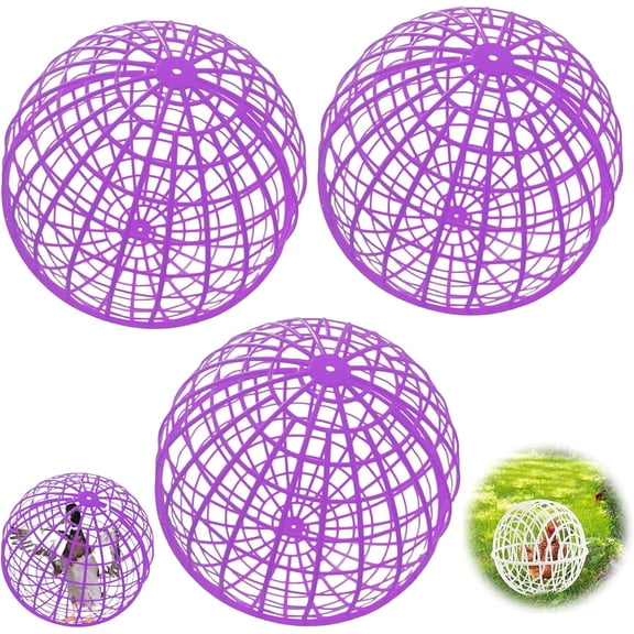 3 Pcs Chicken Balls Cage, Rolling Chicken Coop Ball for Backyard Grazing, Range Rolling Safety Ball Cage for Small Chicks, Birds, Hamsters and Parrots (Purple,20cm/7.87inch)