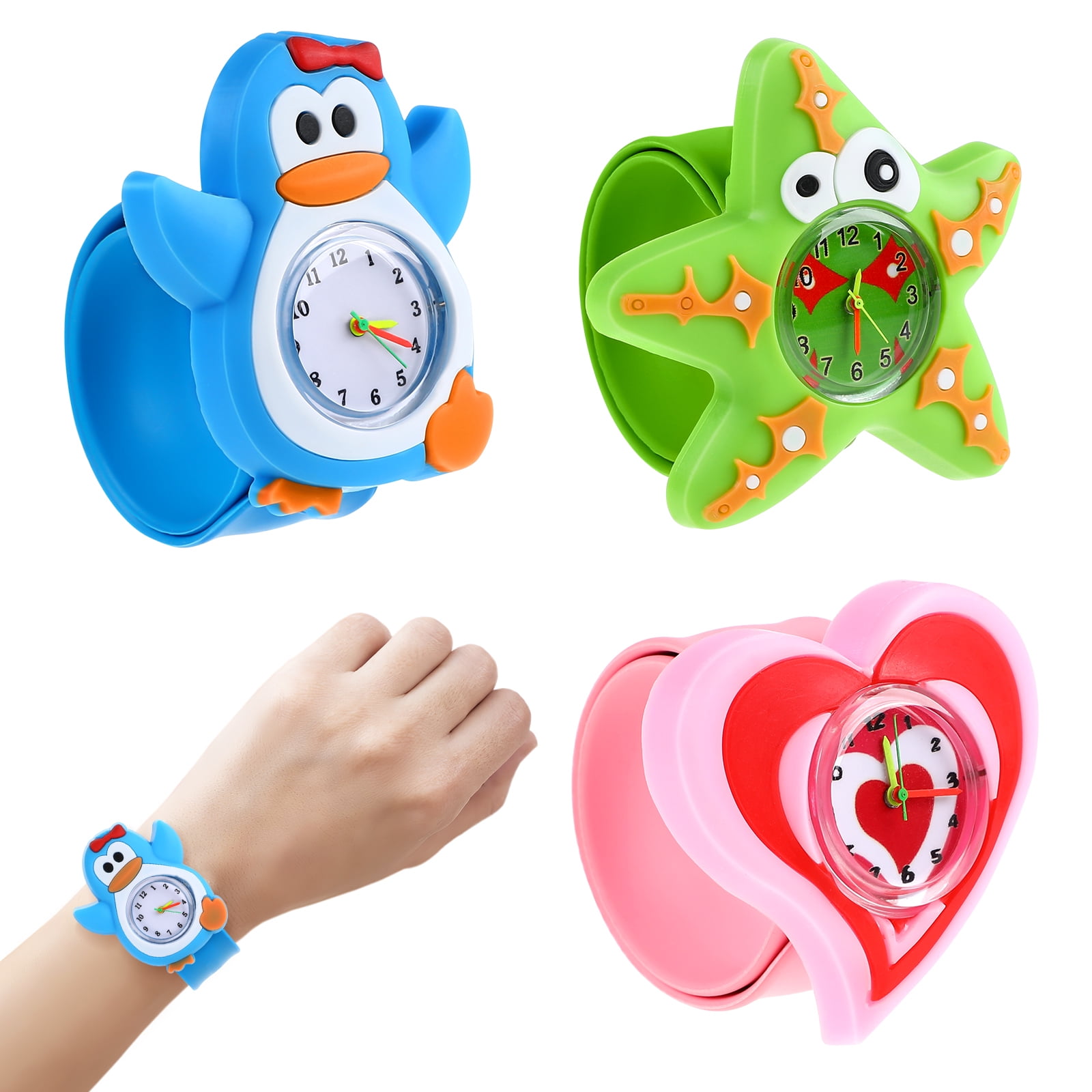 3 Pcs Children s Cartoon Watch Slap Watches Kids for Girls Ages 5 7 Boy Toddler