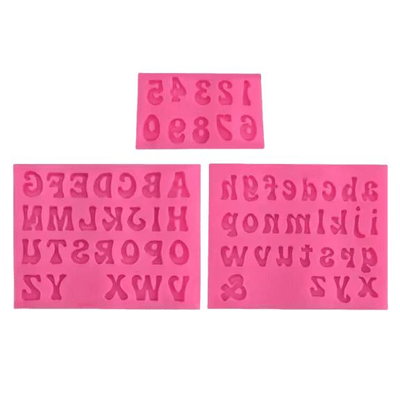 3 Pcs Chocolate Candy Molds, Silicone Alphabet and Number Molds for Creative Chocolate, Candy, Cookie, Ice Cube Making