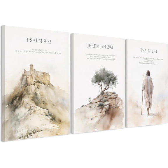 3 Pcs Christian Wall Art Jesus Decor Christ Religion Canvas Wall Decor Jesus Art Pictures Posters Prints Religious Paintings Room Decor for Church Prayer Room Christian Schools Hospitals 12'' x 16''